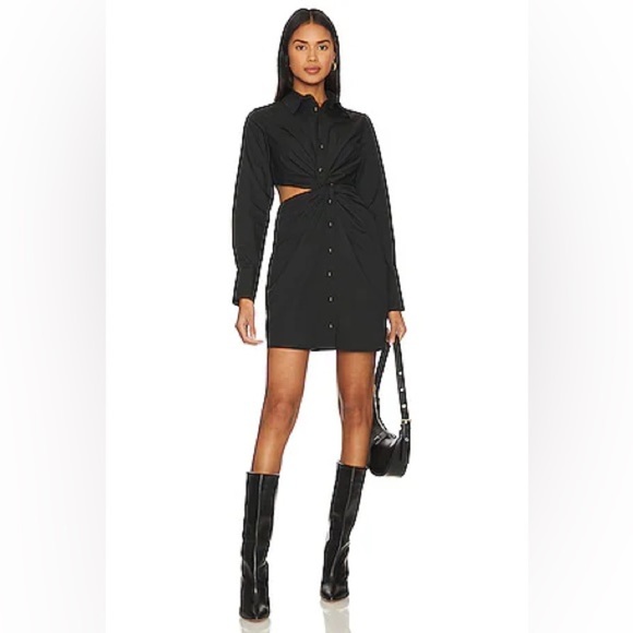 MINKPINK Allegra Twist Shirt Dress in Cotton black size L - Picture 4 of 16